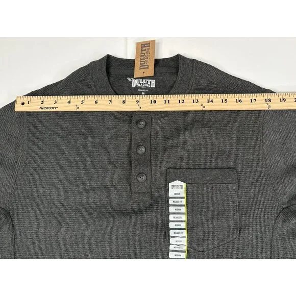 NWT Duluth Trading Co. Burly Thermal Relaxed Fit Henley Men’s M Charcoal Grey - Picture 14 of 15